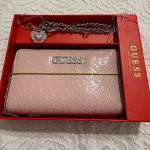 GUESS Blush Wallet with Silver Chain